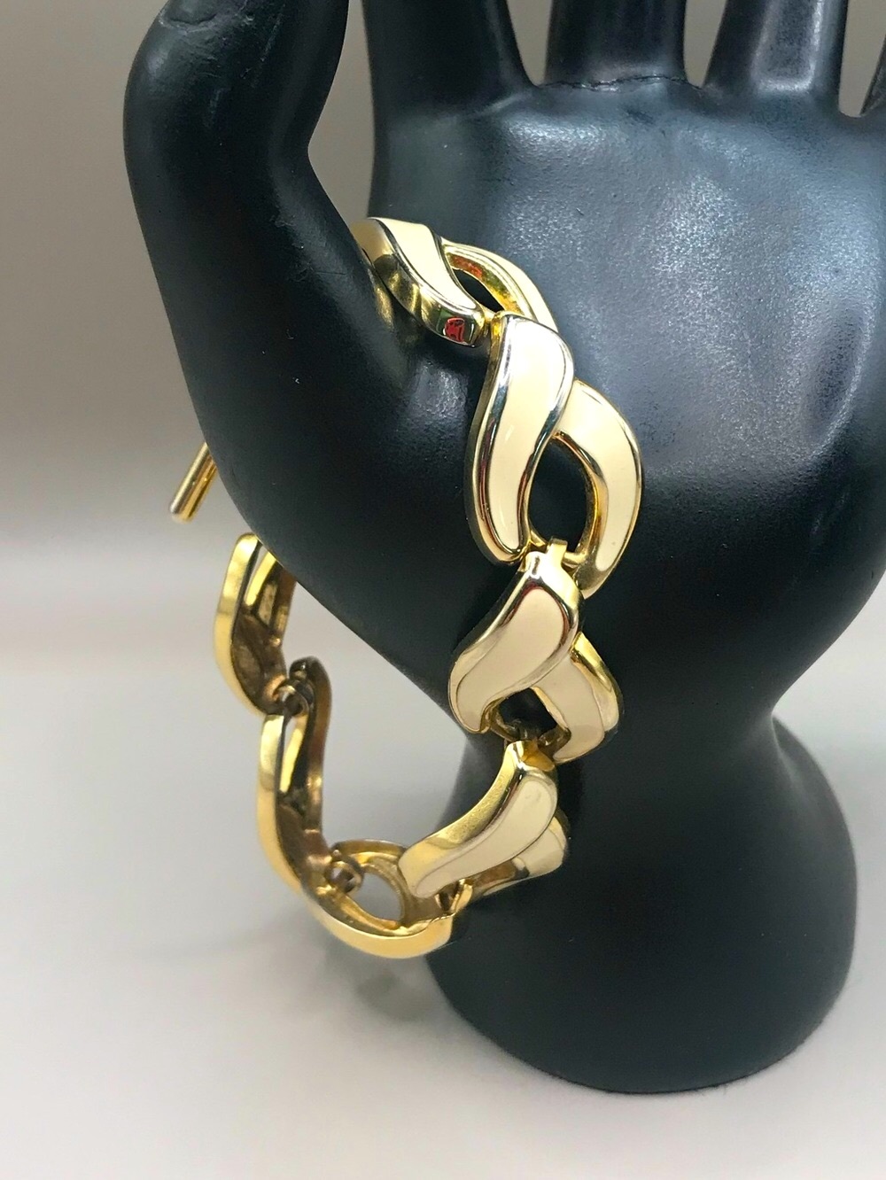 Polished Gold-Tone & Enamel Link Bracelet